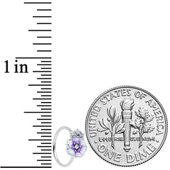 20G 5/16 Clear CZ Gem Purple White Flower Nose Hoop