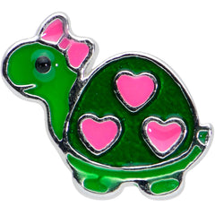 16G 1/4 Pink Hearts Bow Green Turtle Cartilage Tragus Earring