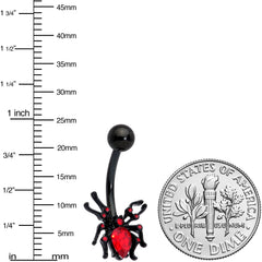 Red Gem Black Sexy Little Spider Halloween Belly Ring