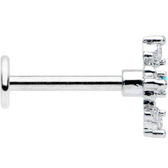 16G 5/16 Clear Blue Gem Renaissance Cross Labret Monroe Tragus
