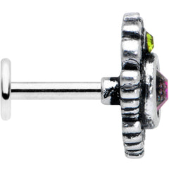 16G 1/4 Orange Green Tourmaline Fire Labret Monroe Tragus