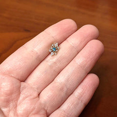 16G 1/4 Clear Blue Gem Gold Tone Royal Heart Labret Monroe Tragus