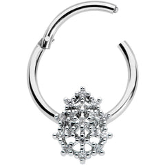 16G 3/8 Clear CZ Gem Nubbly Textured Drop Hinged Segment Ring