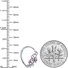 16G 3/8 Pink Gem Heart Drop Left Ear Cartilage Closure Ring