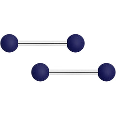 14G 9/16 Navy Blue Soft Finish Barbell Nipple Ring Set