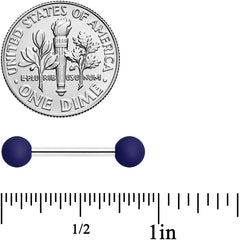 14G 9/16 Navy Blue Soft Finish Barbell Nipple Ring Set