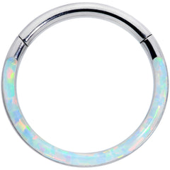 16G 3/8 White Synthetic Opal Implant Grade Titanium Segment Ring