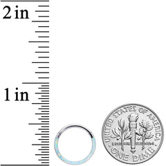 16G 3/8 White Synthetic Opal Implant Grade Titanium Segment Ring