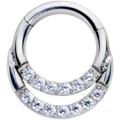16G 1/4 Clear CZ Gem G23 Titanium Double Row Cartilage Clicker