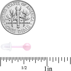 4mm Pink Ceramic Ball Stud Earrings 18G