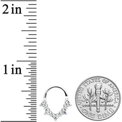 18G 5/16 Clear CZ Gem Heart Filigree Cartilage Closure Ring