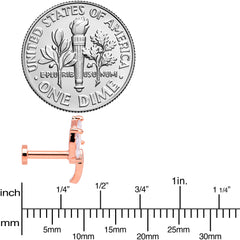 16G 1/4 Clear CZ Gem Rose Gold Tone Leaves Internal Thread Labret