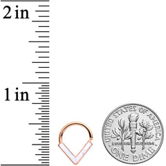 16G 5/16 White Faux Opal Rose Gold Tone Chevron Closure Ring