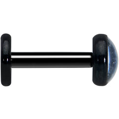 16G 1/4 White Faux Opal Black Internal Thread Labret Tragus