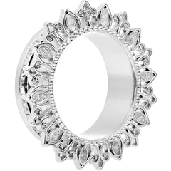 Clear Gem Floral Lotus Screw Fit Tunnel Plug Set