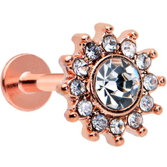 16G 1/4 Clear Gem Rose Gold Tone Stylish Sun Labret Monroe Tragus