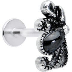 16G 5/16 Black Gem Abstract Bow Labret Monroe Tragus