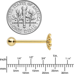 Gold Tone Whimsical Daisy Flower Barbell Tongue Ring