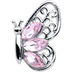 16G 1/4 Pink Gem Lacy Butterfly Cartilage Tragus Earring