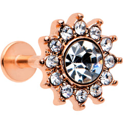 16G 5/16 Clear Gem Rose Gold Hue Stylish Sun Labret Monroe Tragus