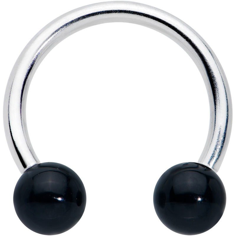 16G 3/8 Black Stone Ball End Internally Threaded Horseshoe