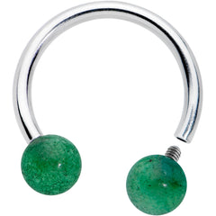 16G 3/8 Green Stone Ball End Internally Threaded Horseshoe