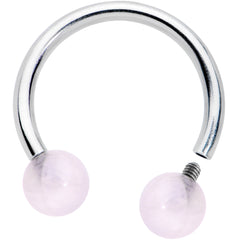 16G 3/8 Pink Stone Ball End Internally Threaded Horseshoe