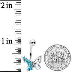 Blue Aurora Gem Super Glam Butterfly Belly Ring