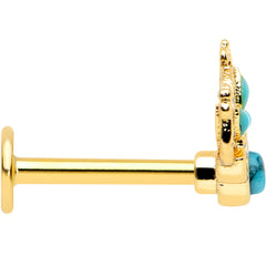 16G 5/16 Turquoise Gold Tone Opulent Flower Labret Monroe Tragus