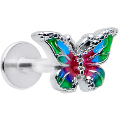 16G 1/4 Bright Beauty Textured Butterfly Labret Monroe Tragus