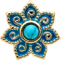 16G 1/4 Turquoise Gold Tone Baroque Flower Labret Monroe Tragus
