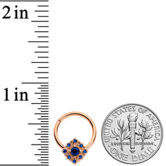 16G 3/8 Blue Gem Rose Gold Tone Night Star Hinged Segment Ring