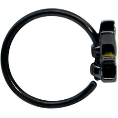 20G 5/16 Black Multicolor Pot Leaf Nose Hoop