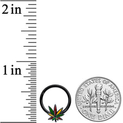 16G 5/16 Black Multicolor Pot Leaf Hinged Segment Ring