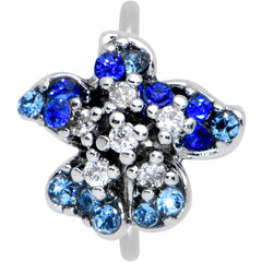 20G 5/16 Clear Blue Gem Evening Flower Nose Hoop