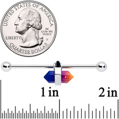 14G Blue Ombre Tourmaline Natural Stone Industrial Barbell 38mm