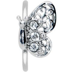 20G 5/16 Clear Gem Lacy Butterfly Nose Hoop