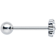 Clear CZ Gem Cluster Top Barbell Tongue Ring