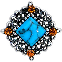 16G 5/16 Yellow Gem Blue Faux Turquoise Square Labret Tragus
