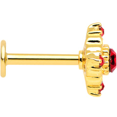 16G 5/16 Red Gem Gold Tone Regal Rhombus Labret Monroe Tragus