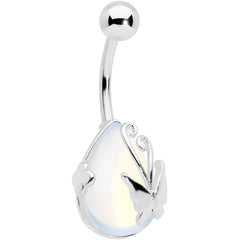 Clear Gem Drop Wrap Butterfly Belly Ring