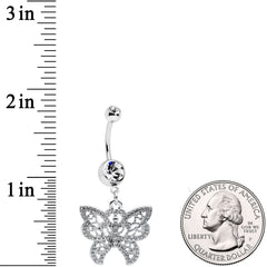 Clear CZ Gem Ultra Luxe Butterfly Dangle Belly Ring