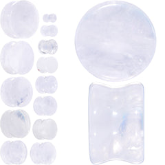 White Cloudy Quartz Double Flare Plug Set