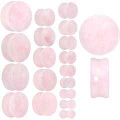 Pink Rose Quartz Round Double Flare Plug Set