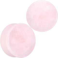 Pink Rose Quartz Round Double Flare Plug Set