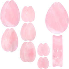 Pink Rose Quartz Drop Saddle Plug Set