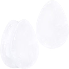 White Cloudy Quartz Drop Saddle Plug Set