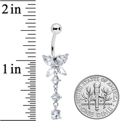 Clear CZ Gem Open Wing Butterfly Dangle Belly Ring