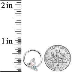 16G 3/8 Clear CZ Gem Abstract Butterfly Hinged Segment Ring