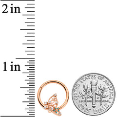 16G 3/8 Clear CZ Gem Rose Gold Tpne Abstract Hinged Segment Ring